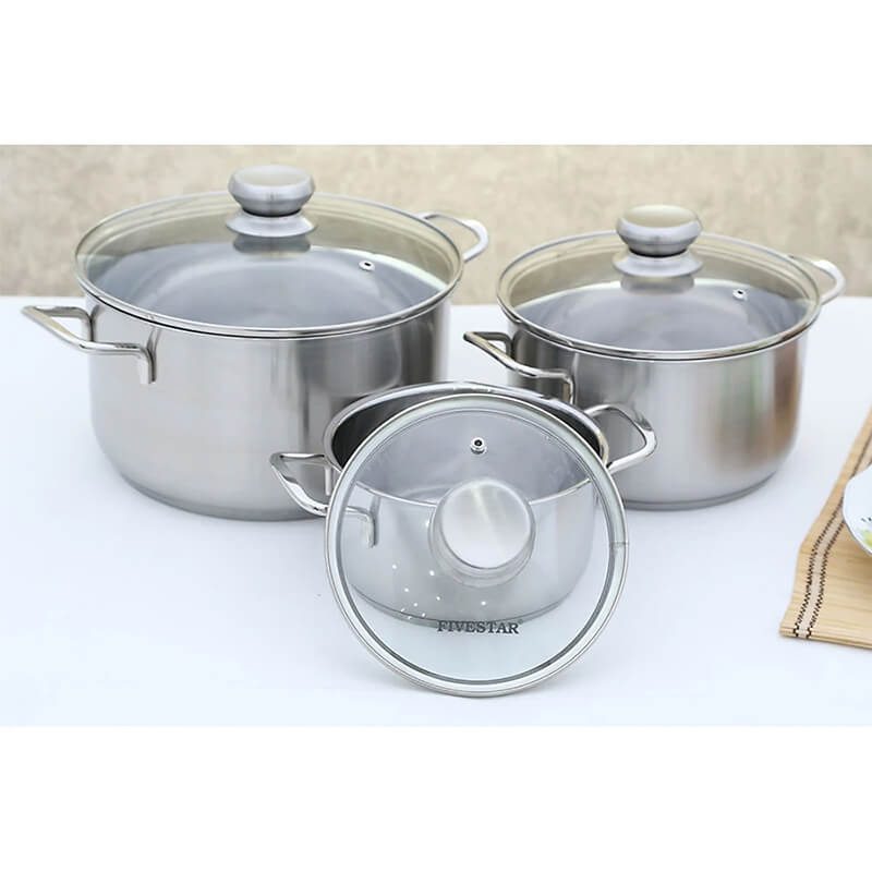 Bộ nồi inox fivestar fsb3004 3 chiếc nắp kính 10 Cam kết hàng chính hãng