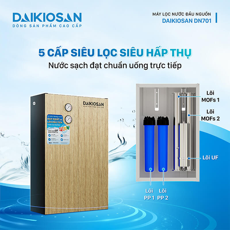 Máy lọc nước daikiosan dn701 tổng đầu nguồn 6 Xử lý hiệu quả nhiều loại ô nhiễm