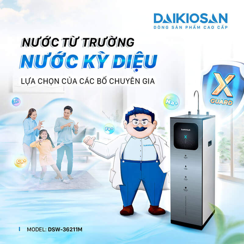 Máy lọc nước ro daikiosan dsw-36211m từ trường nóng nguội 3 Máy lọc nước từ trường duy nhất thị trường – Khơi nguồn nước sạch kỳ diệu