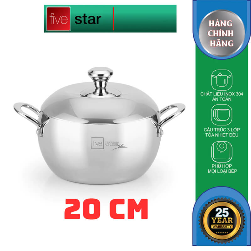 Nồi inox 304 fivestar fpn20011 20cm 3 lớp vung inox 3 Thông số kỹ thuật