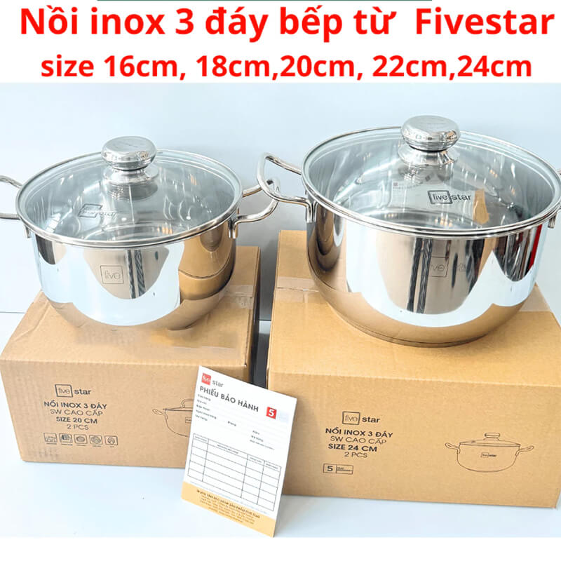 Nồi inox 430 fivestar fsn-20in002 20cm đáy sanndwich nắp kính 9 Thông số kỹ thuật chi tiết