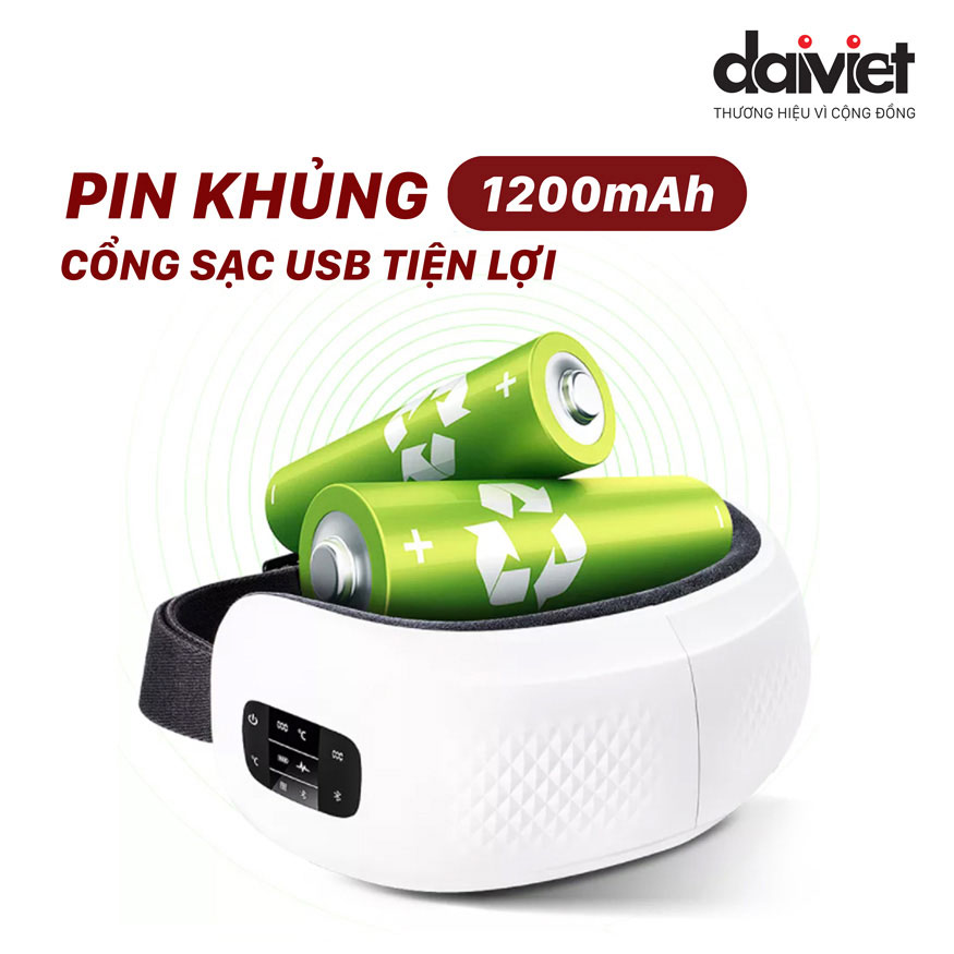 Máy massage mắt daikiosan dvmm-00001 7 Pin 1200mAh – Sử dụng nhiều ngày, sạc tiện lợi