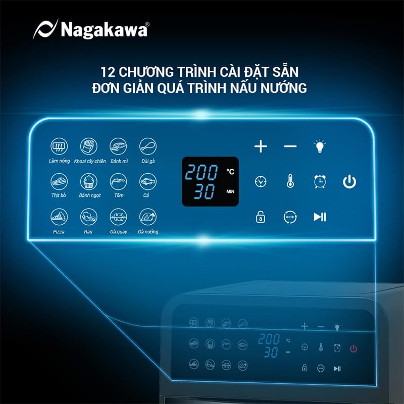 Nồi chiên không dầu nagakawa nag3307 12l 5 12 chương trình nấu tự động – Thỏa sức sáng tạo
