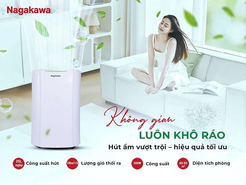 Máy hút ẩm lọc không khí 25l nagakawa nad8569 4 Máy hút ẩm lọc không khí 25L Nagakawa NAD8569