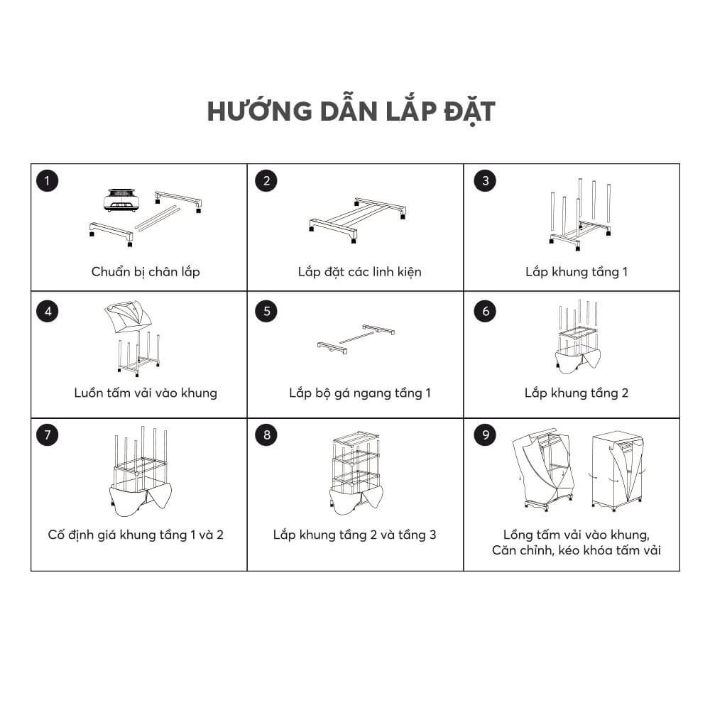 Tủ sấy quần áo gấp gọn elmich cde-8642 2000w 14 Cách lắp đặt tủ sấy quần áo Elmich CDE-8642