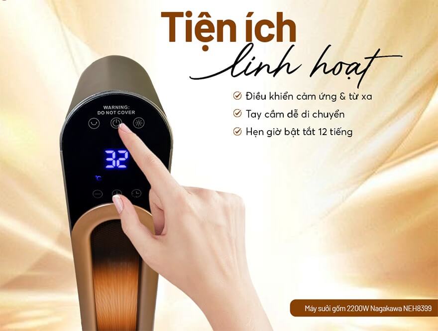 Máy sưởi gốm nagakawa neh8399 2200w có điều khiển 12 Máy sưởi gốm 2200W Nagakawa NEH8399 tiện ích