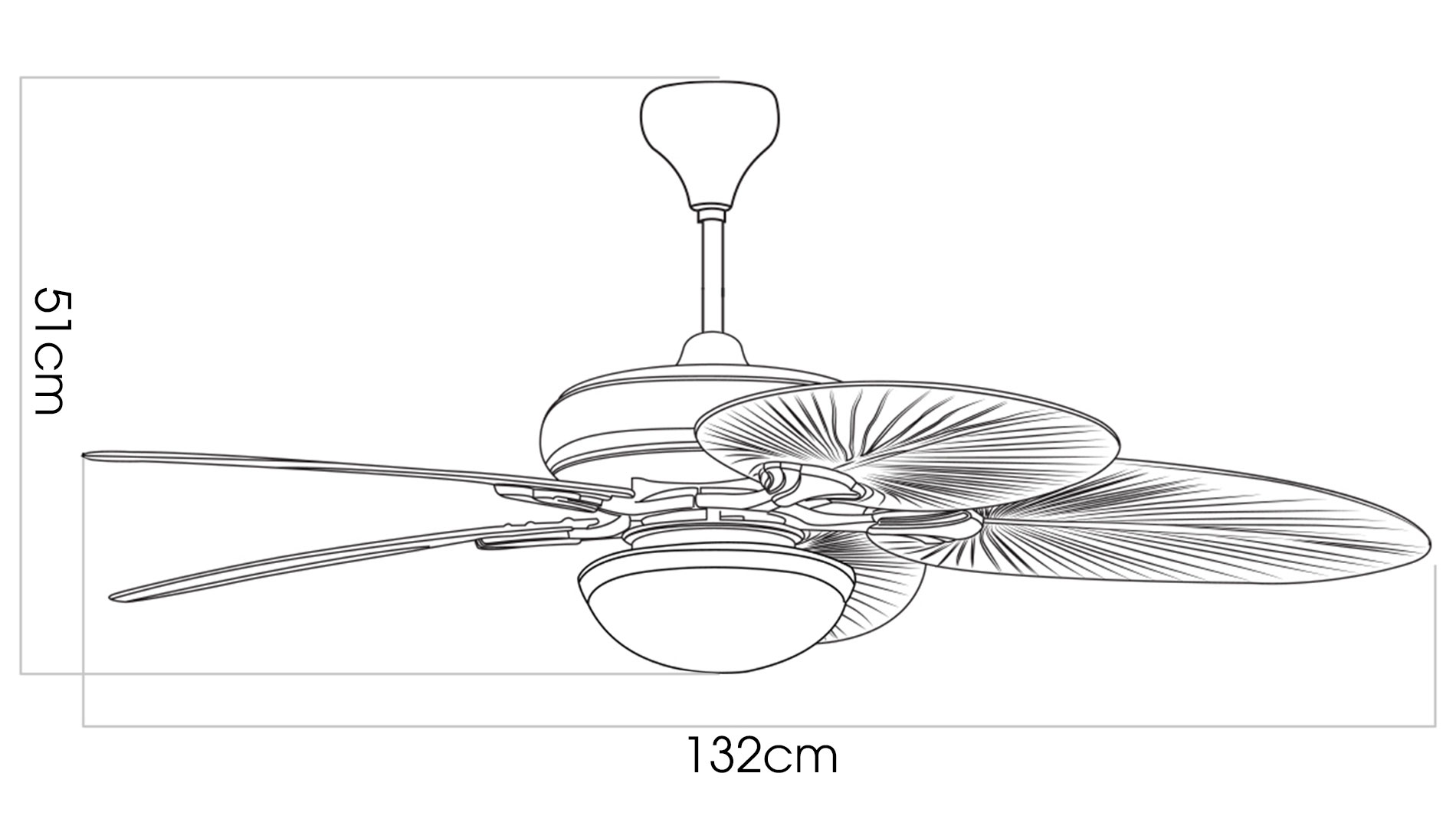 Quạt trần kaiyokukan nhật bản kochi-168 cánh lá 132cm 3 Thông số quạt trần Kaiyokukan Nhật Bản KOCHI-168