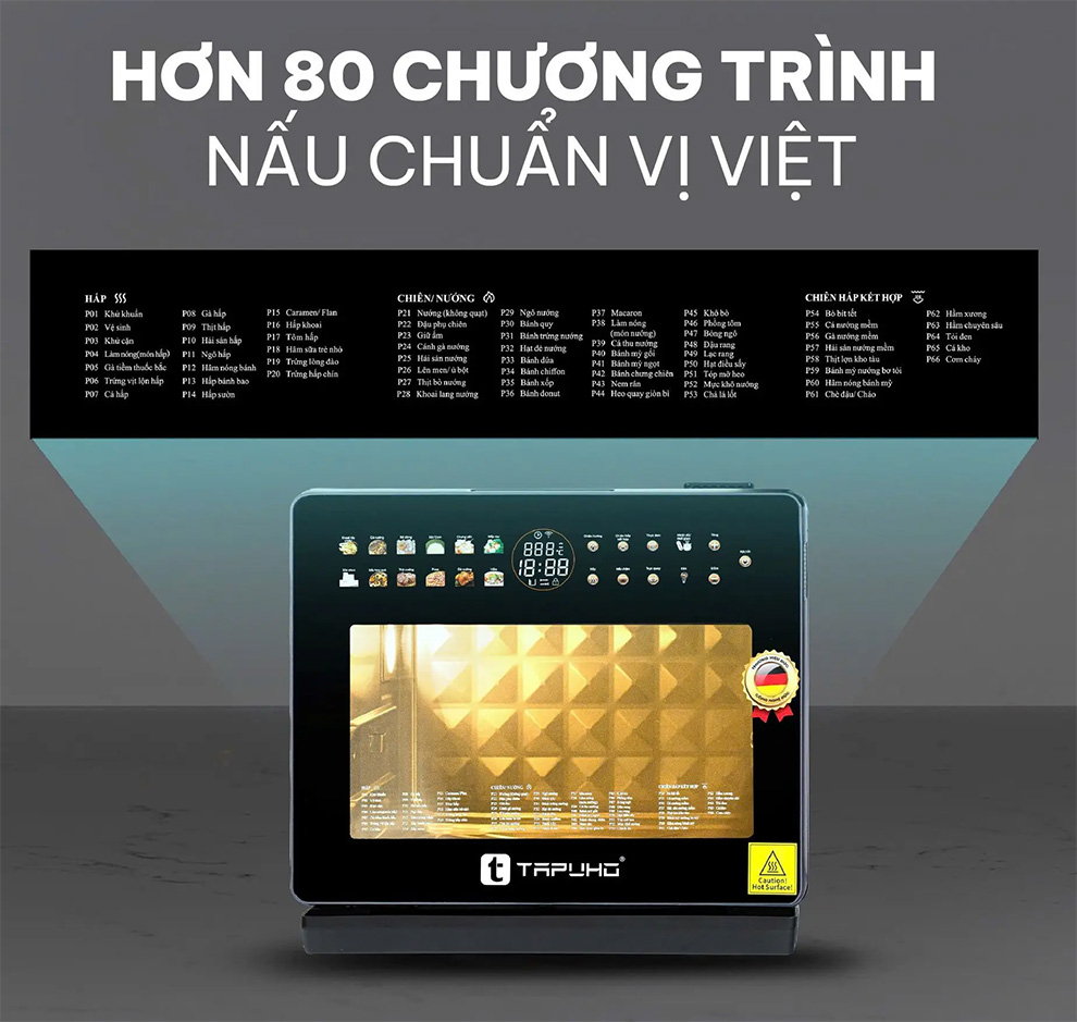Máy nấu ăn đa năng tapuho tmc20 primeai 20 lít 13 Máy nấu ăn đa năng Tapuho TMC20 PrimeAI 20 lít Thiết kế sang trọng – hơn 80 chương trình nấu