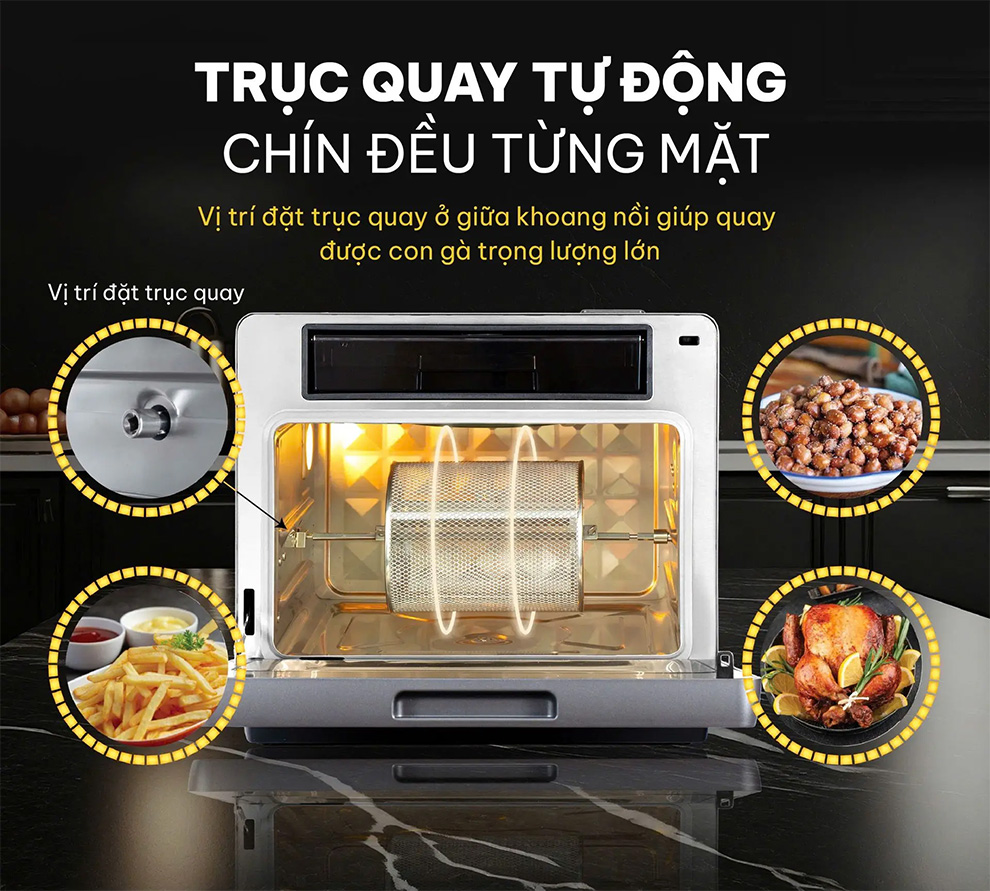 Máy nấu ăn đa năng tapuho tmc20 primeai 20 lít 20 Công nghệ chiên hơi nước kết hợp – Giòn ngoài, mọng trong