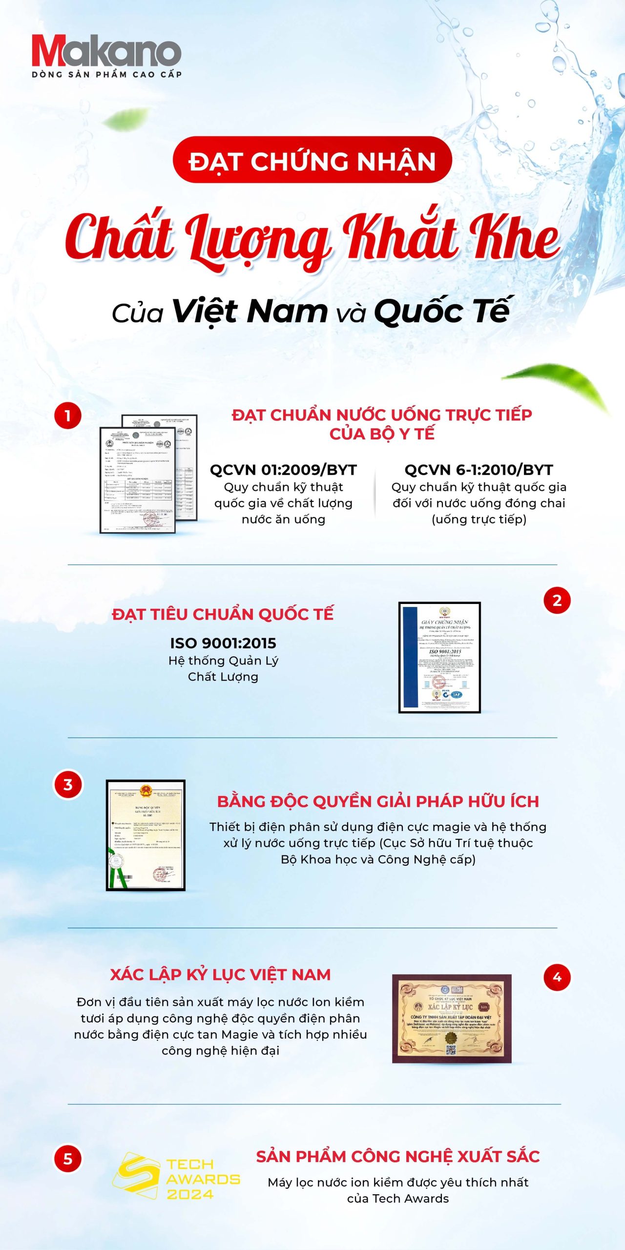 Máy lọc nước ion kiềm makano mn205 nóng nguội (ph thấp) 9 Đạt chuẩn nước uống trực tiếp nghiêm ngặt của Bộ Y tế