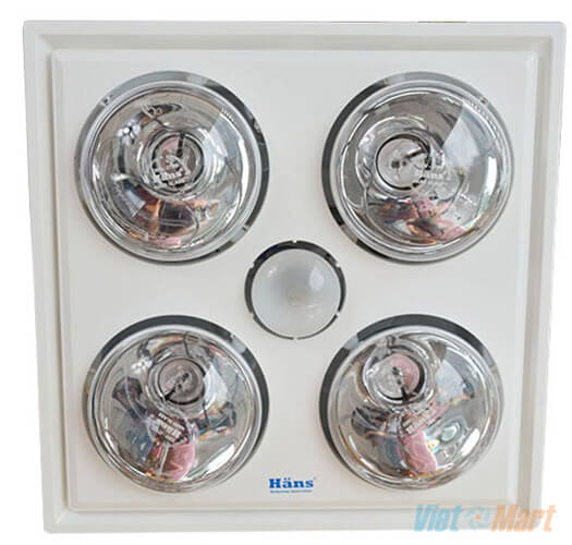 Đèn sưởi 4 bóng âm trần nhà tắm hans h4b 4 Đèn sưởi 4 bóng âm trần nhà tắm Hans H4B