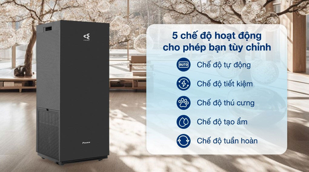 Máy lọc không khí daikin mck70zvm7-t màu đen 12 5 chế độ vận hành thông minh, đáp ứng mọi nhu cầu thực tế
