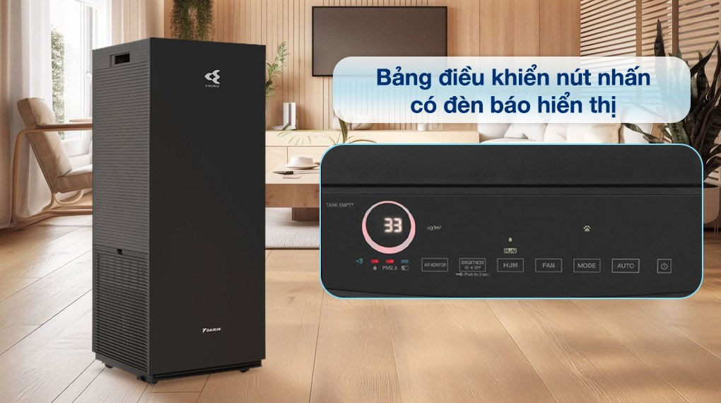 Máy lọc không khí daikin mck70zvm7-t màu đen 14 Bảng điều khiển cảm ứng hiện đại kèm hệ thống đèn báo thông minh