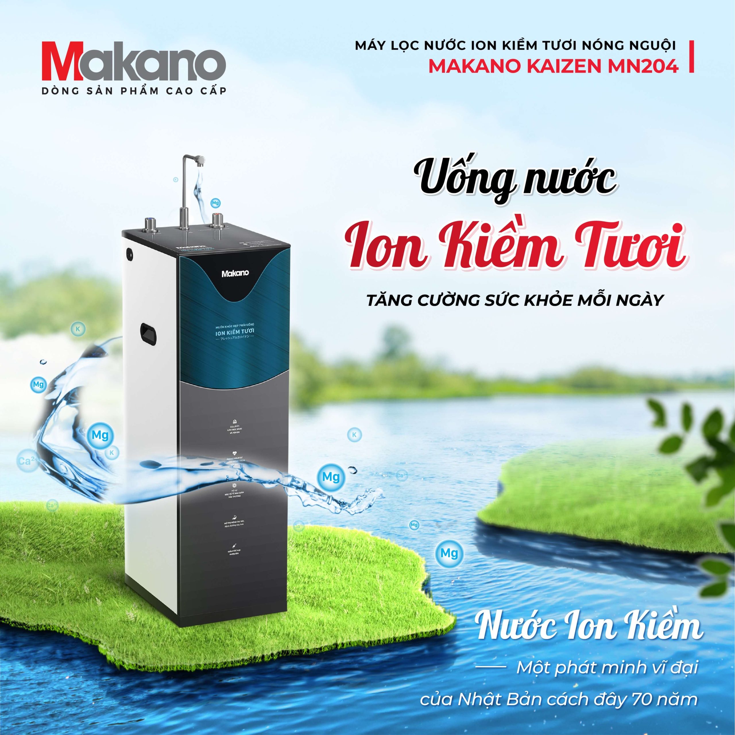 Máy lọc nước ion kiềm makano mn205 nóng nguội (ph thấp) 5 Nguồn nước ion kiềm tươi tinh khiết mỗi ngày ngay tại vòi