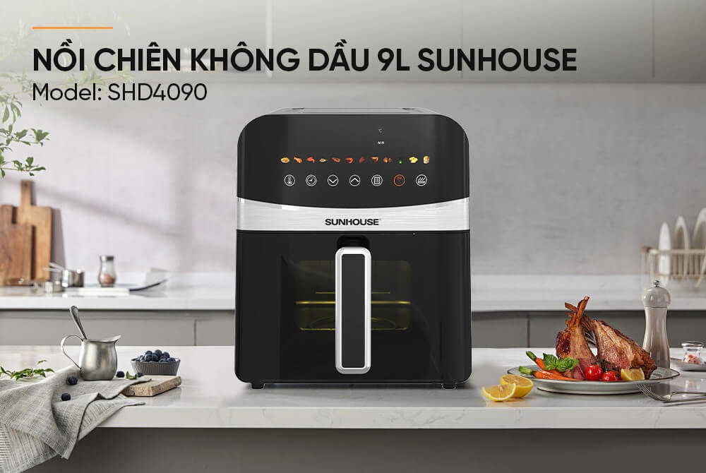 Nồi chiên không dầu 9l sunhouse shd4090 3 Nồi Chiên Không Dầu 9L Sunhouse SHD4090