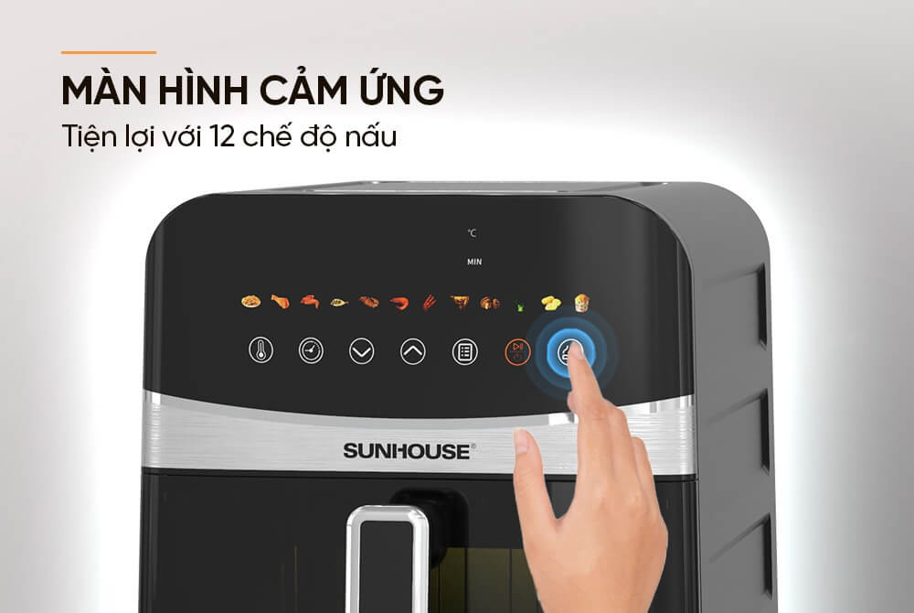 Nồi chiên không dầu 9l sunhouse shd4090 6 Nồi chiên không dầu Sunhouse SHD4090 tiện lợi với 12 chế độ nấu