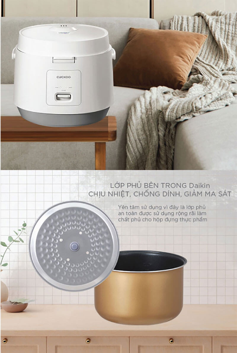 Lòng nồi phủ chống dính Daikin – Bền bỉ, dễ vệ sinh trong suốt quá trình sử dụng
