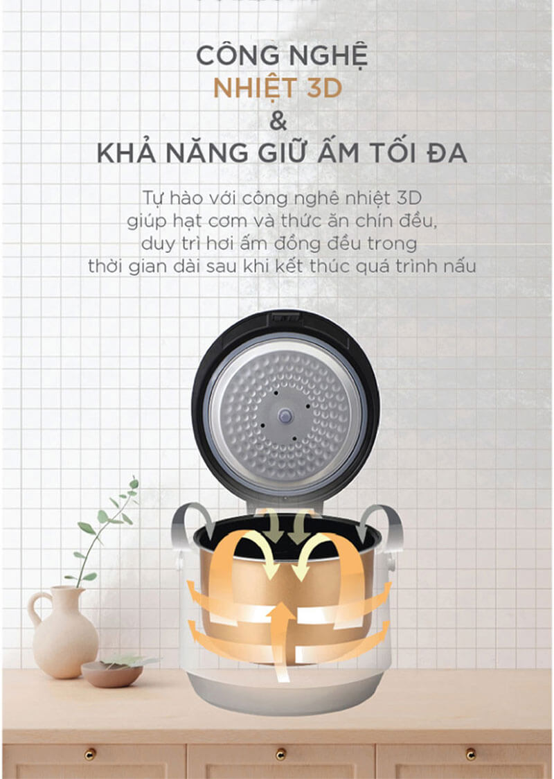 Công nghệ nhiệt 3D – Cơm chín đều, giữ trọn hương vị gạo
