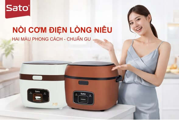 Nồi cơm điện lòng niêu sato 15q026. N 1. 5l 13 Nồi Cơm Điện Lòng Niêu Sato 15Q026.N 1.5L