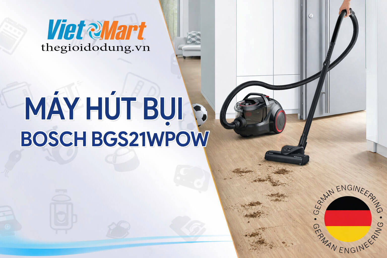 Máy hút bụi bosch bgs21wpow 4 Máy hút bụi Bosch BGS21WPOW
