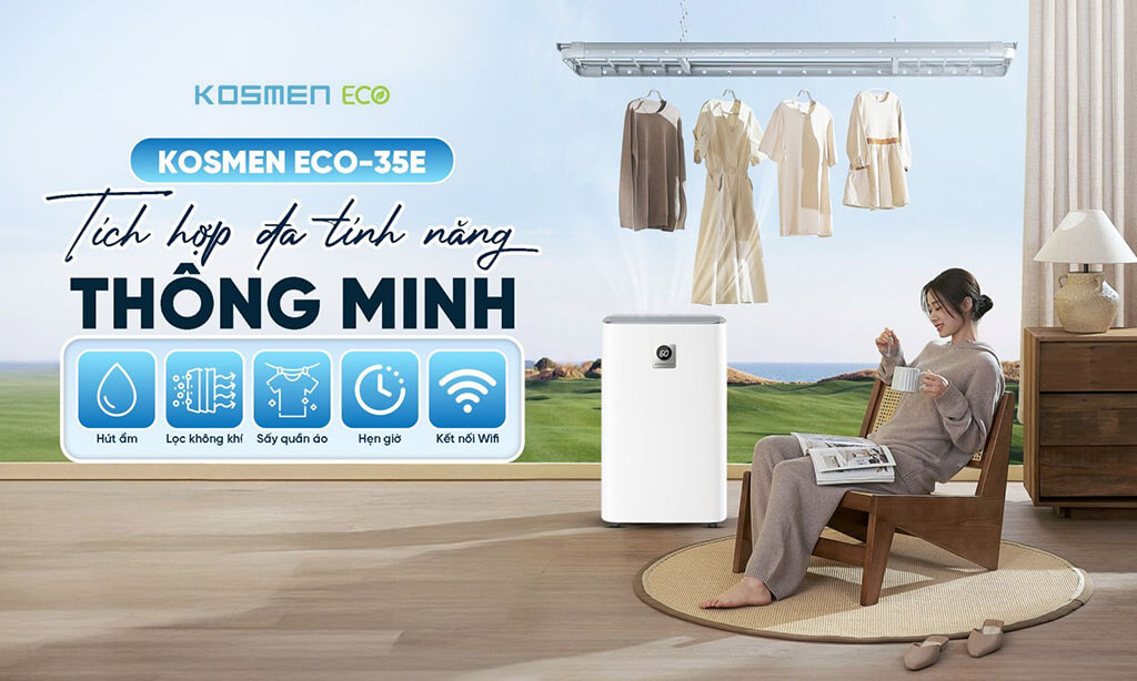 Máy lọc không khí và hút ẩm kosmen eco-35e ( 35l/24h ) 15 Máy lọc không khí và hút ẩm Kosmen ECO-35E đa tính năng thông minh