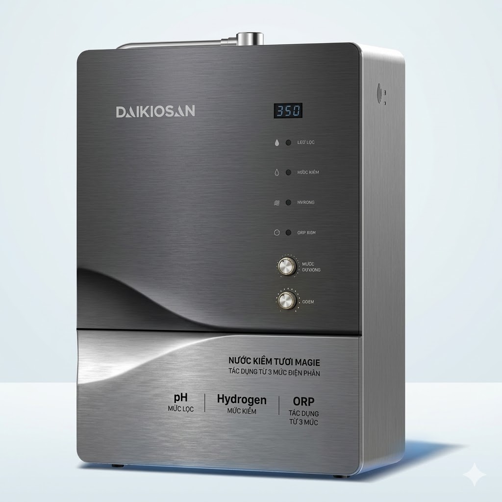 Máy biến đổi nước ro thành ion kiềm tươi daikiosan dn073 1 máy biến đổi RO thành Ion kiềm tươi