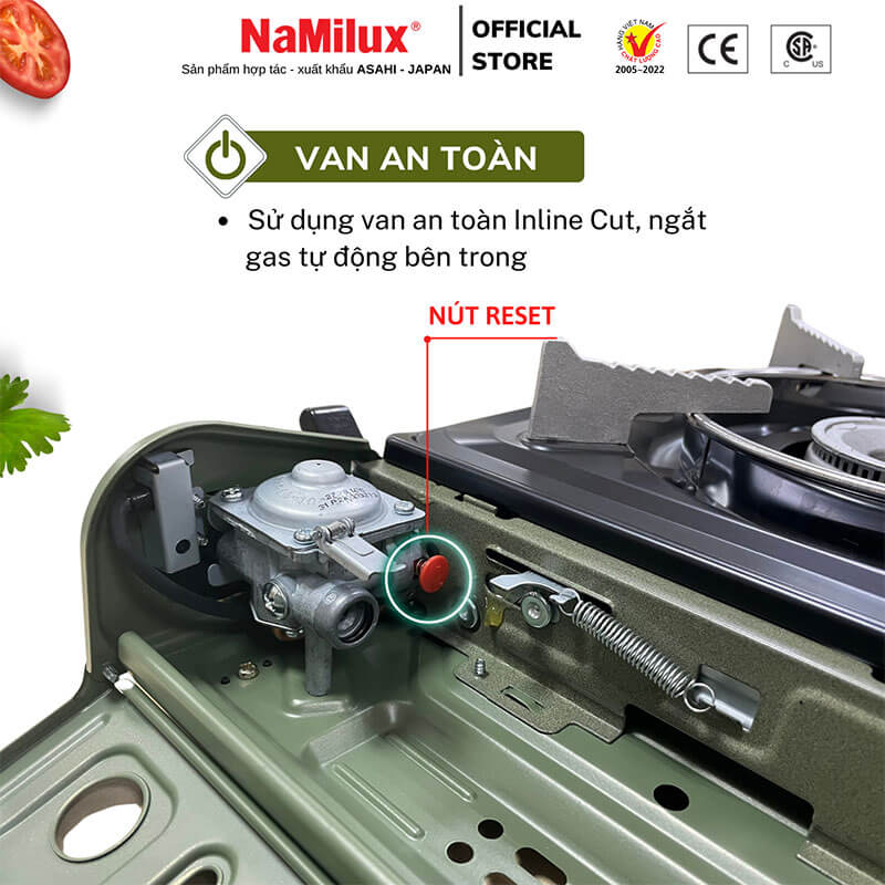 Bếp gas mini namilux pl1911pf 5 Van Ngắt Gas Inline Cut – Kiểm Soát An Toàn Tuyệt Đối