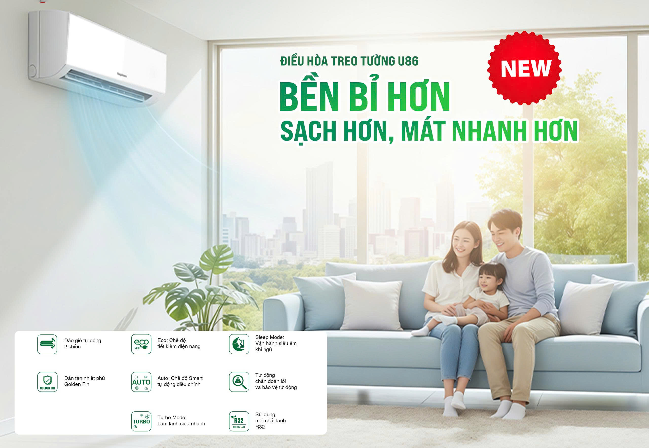 Điều hòa Nagakawa NS-C09R2T86 9.000BTU làm lạnh nhanh, tiết kiệm điện, phù hợp phòng ngủ dưới 15m². Giá tốt, làm lạnh mạnh, vận hành ổn định cho mùa hè