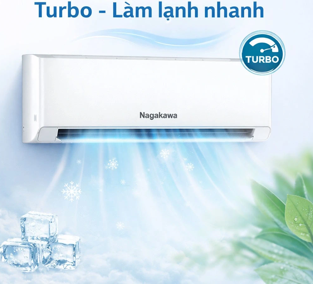 Điều hòa Nagakawa NS-C12R2U86: Làm lạnh siêu tốc với chế độ Turbo mạnh mẽ, mang lại cảm giác mát lạnh tức thì.