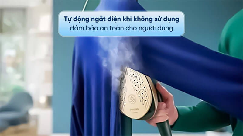 Bàn ủi hơi nước đứng philips ais6020/70 2200w 13 Tự ngắt điện khi không sử dụng - đảm bảo an toàn cho người dùng