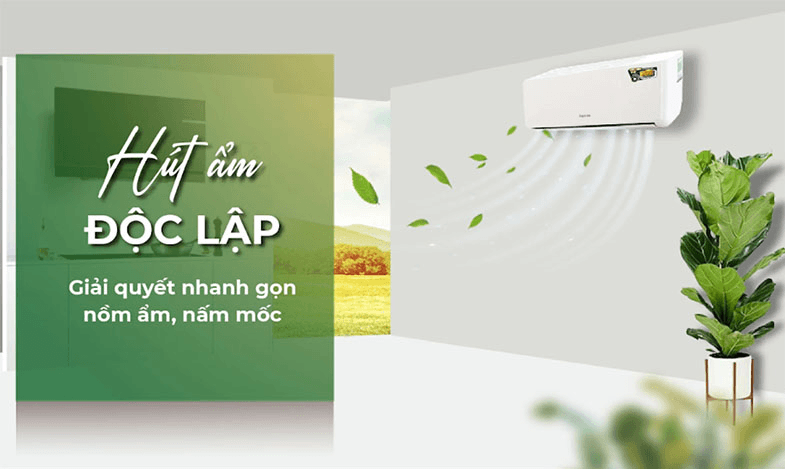 Nagakawa NS-C09R2T30 giúp không khí khô thoáng, dễ chịu hơn trong những ngày nồm ẩm nhờ chế độ hút ẩm hiệu quả