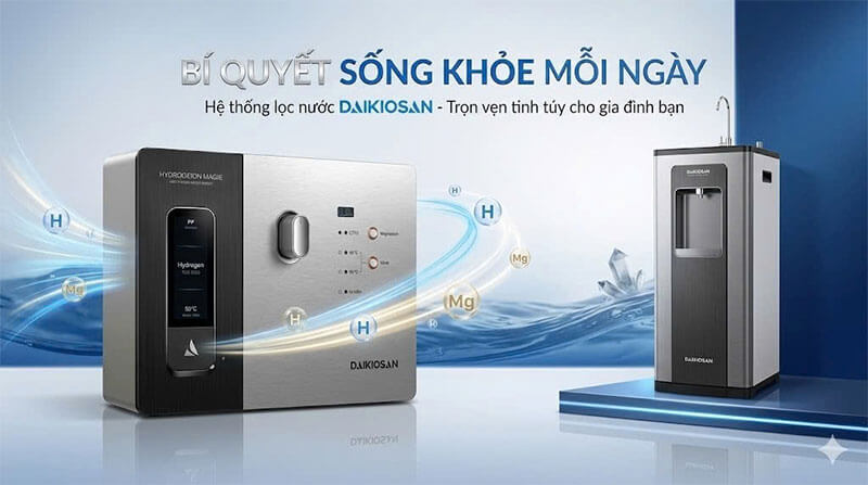 Máy lọc nước siêu lọc ion kiềm tươi magie daikiosan dn072 5 Thiết kế treo tường – để bàn hiện đại, tối ưu không gian