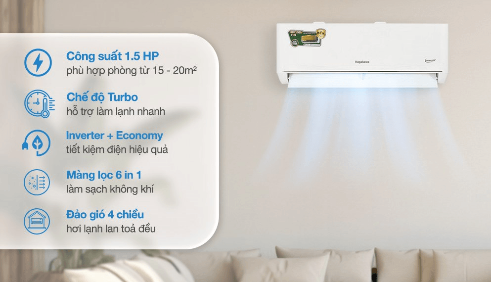 Điều hòa nagakawa nis-c12r2u51 9 Điều hòa Nagakawa sử dụng gas R32 làm lạnh sâu, thân thiện môi trường