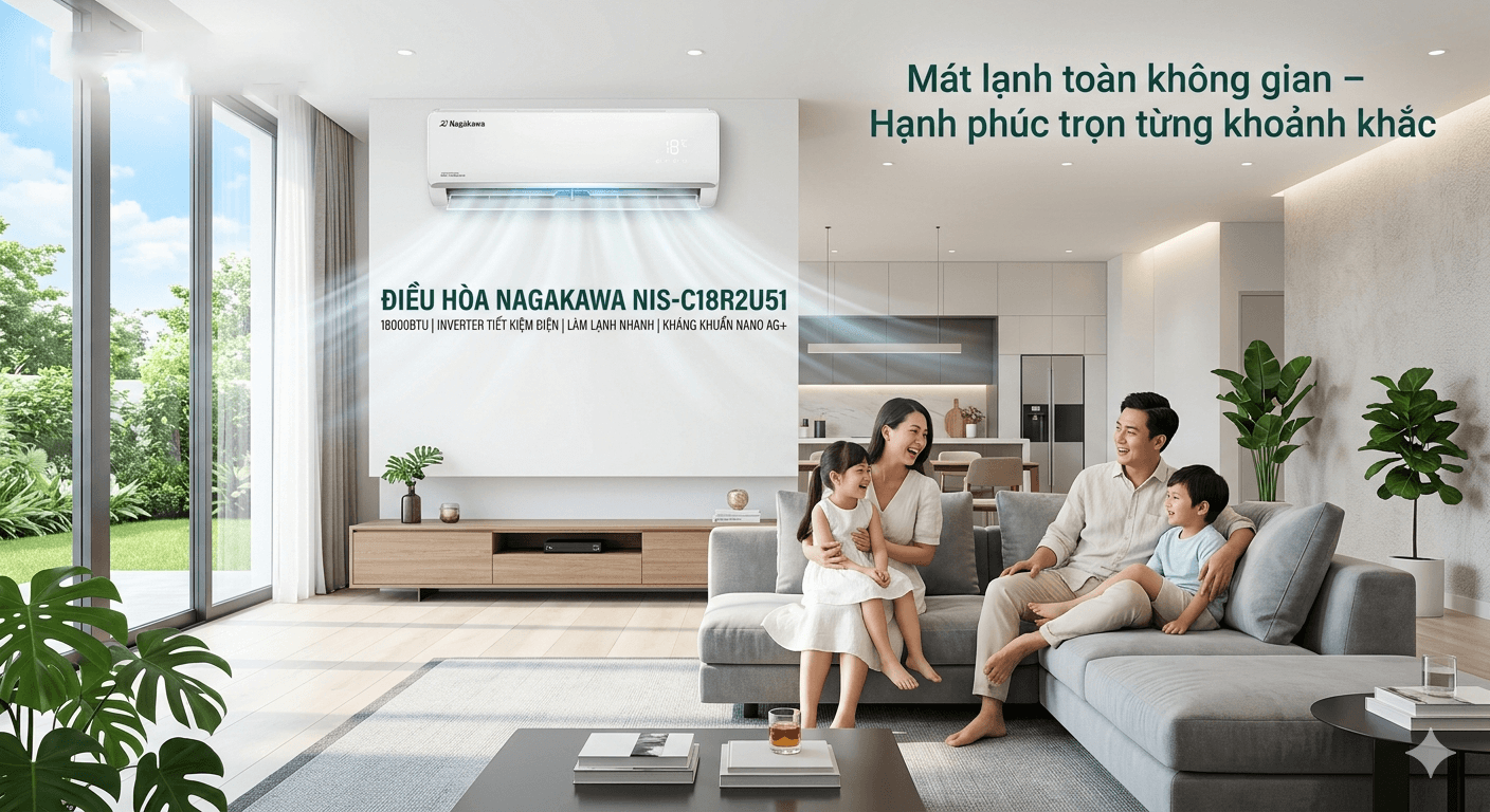 Điều hòa nagakawa nis-c18r2u51 5 Điều hòa làm mát nhanh 18000BTU