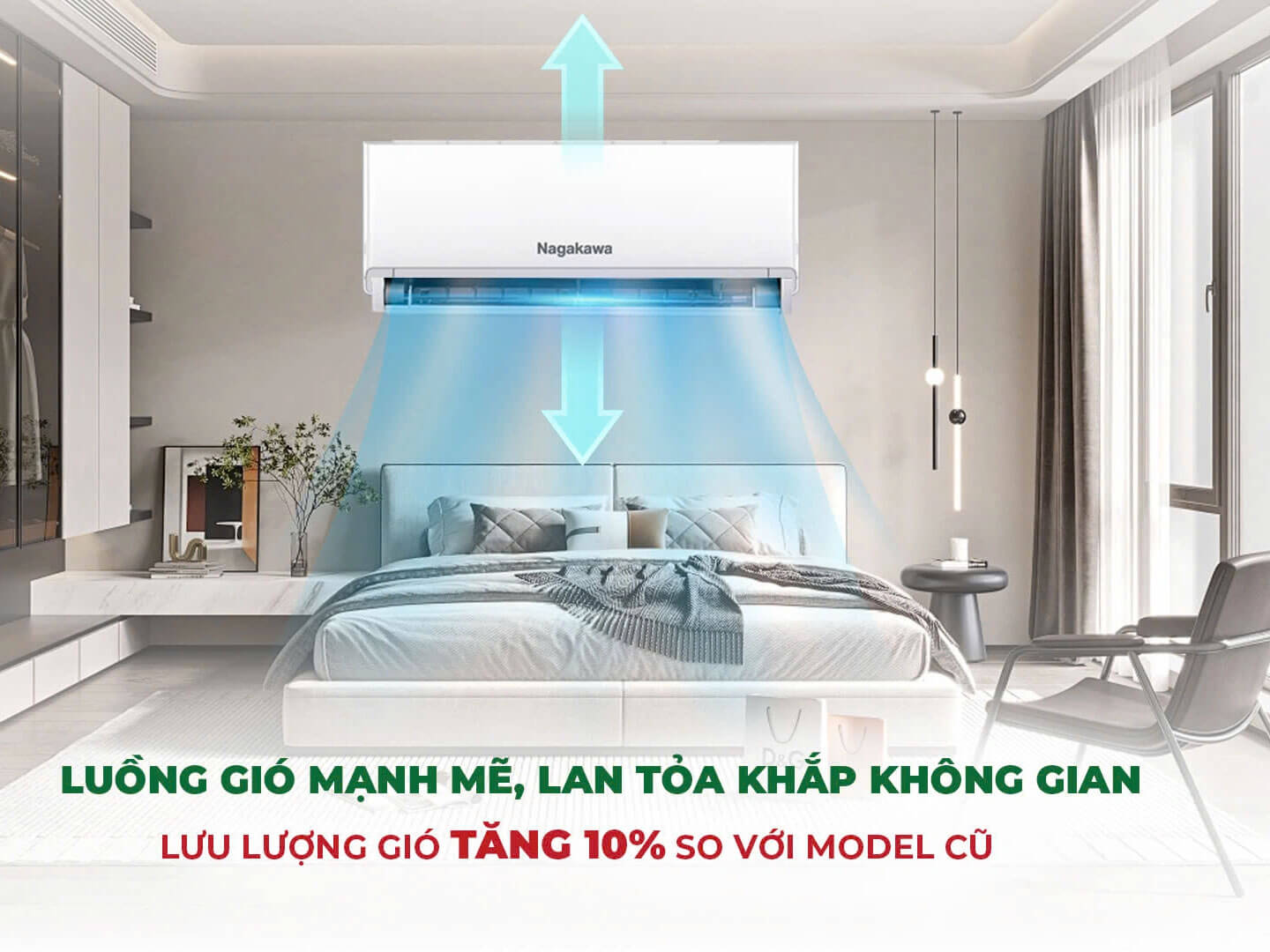 Điều hòa nagakawa nis-c18r2u51 9 Công nghệ luồng gió 3D Auto Nagakawa cho khả năng làm mát toàn diện, phân bổ khí lạnh thông minh, mang lại cảm giác dễ chịu tối ưu