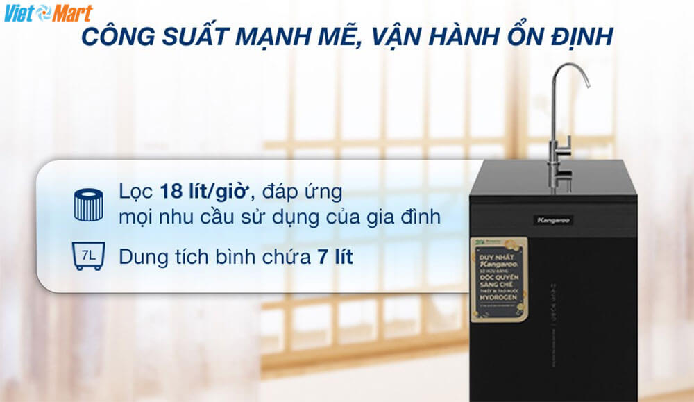Lọc 18 lít/giờ - Dung tích bình chứa 7 lít Kangaroo Hydrogen