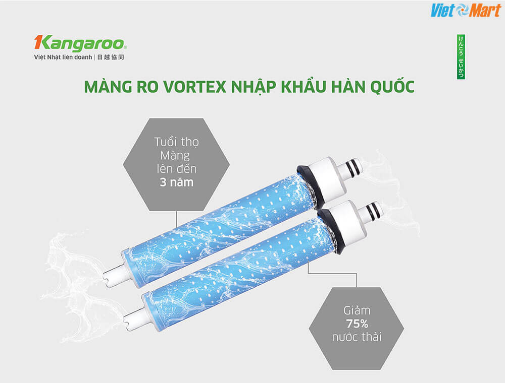 Máy lọc nước kangaroo hydrogen infinity kghp11s5 4 Màng RO Vortex Nhập Khẩu Hàn Quốc - Tuổi Thọ 3 Năm, Tiết Kiệm 75% Nước Thải