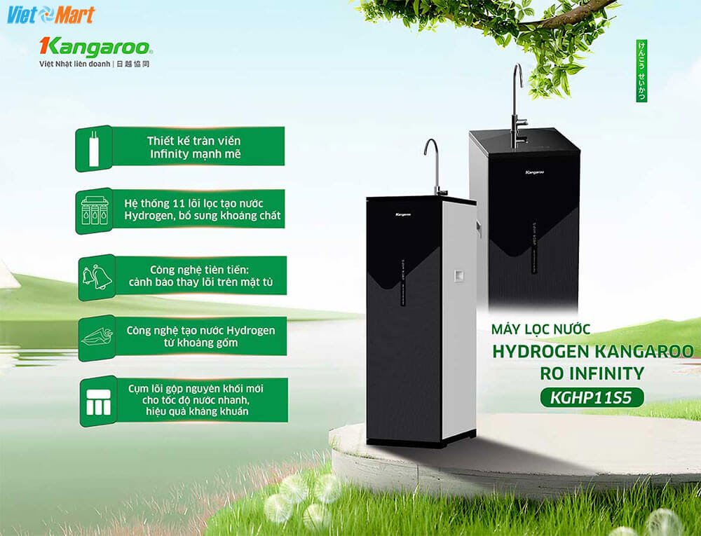 Máy lọc nước kangaroo hydrogen infinity kghp11s5 3 Máy Lọc Nước Hydrogen Kangaroo RO Infinity - Thiết Kế Tràn Viền Sang Trọng