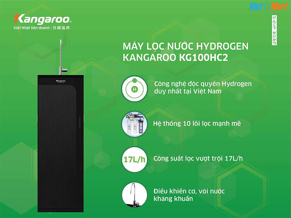 Máy lọc nước kangaroo hydrogen kg100hc2 3 Máy Lọc Nước Kangaroo Hydrogen 10 Lõi 17 Lít Giờ