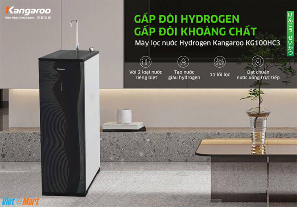 Máy lọc nước Kangaroo Hydrogen cao cấp với 2 chế độ nước và 11 lõi lọc