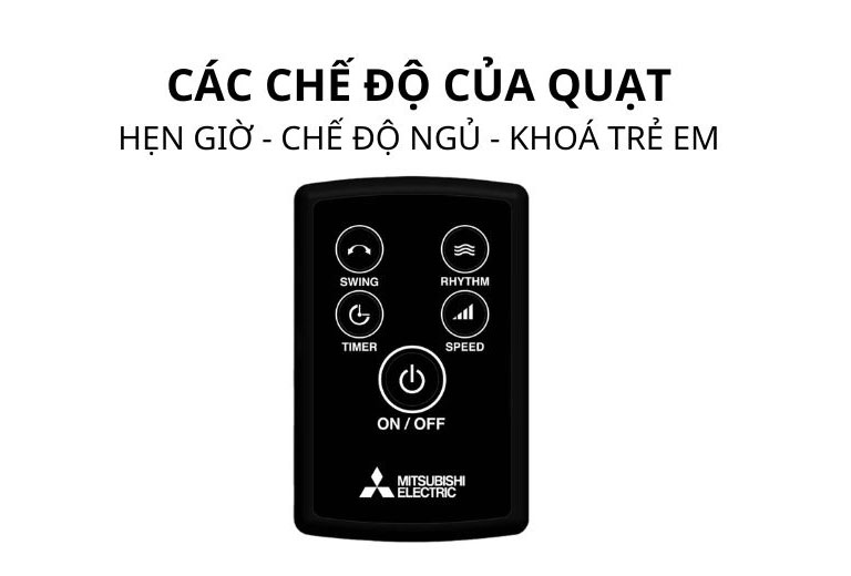Quạt đứng mitsubishi lv16-rb cy-bw màu nâu 9 Remote đi kèm giúp người dùng bật/tắt, đổi tốc độ gió và hẹn giờ tiện hơn