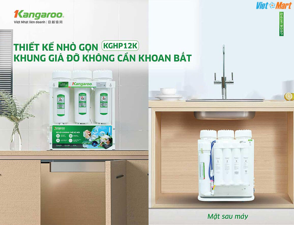 Máy lọc nước kangaroo hydrogen kghp12k 5 Thiết kế để gầm nhỏ gọn tiết kiệm không gian bếp hiện đại