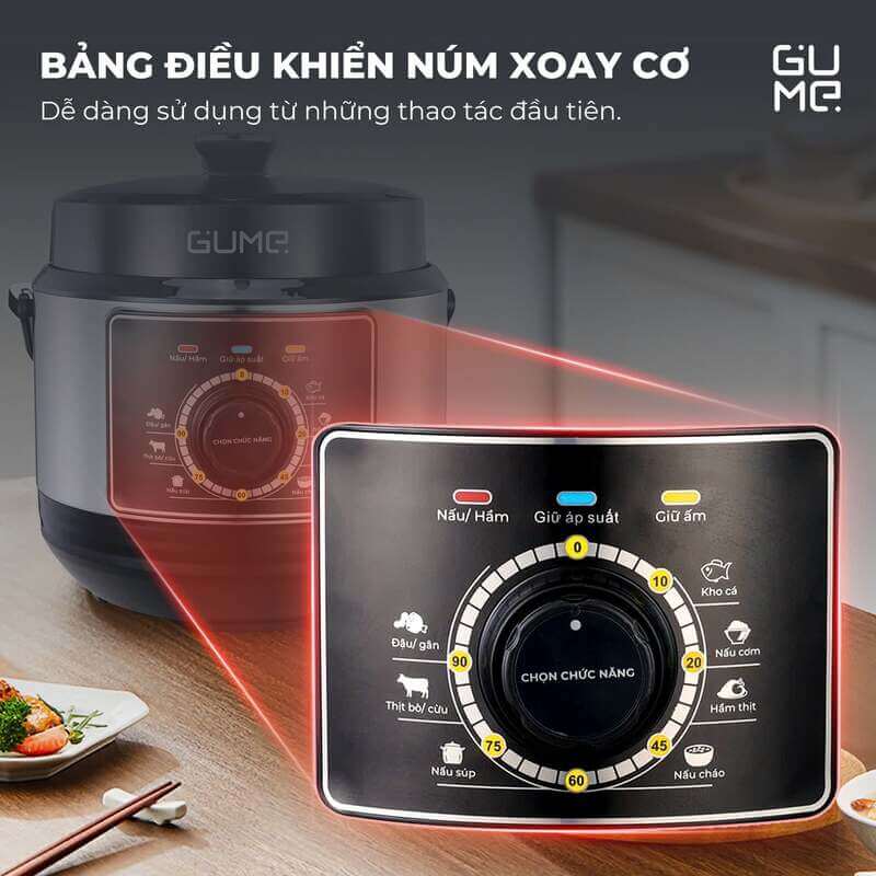 Nồi áp suất điện gume gm-pc2838 dung tích 6l - công suất 1000w 7 Nồi Áp Suất Điện GUME GM-PC2838 Dung tích 6L - Công suất 1000W