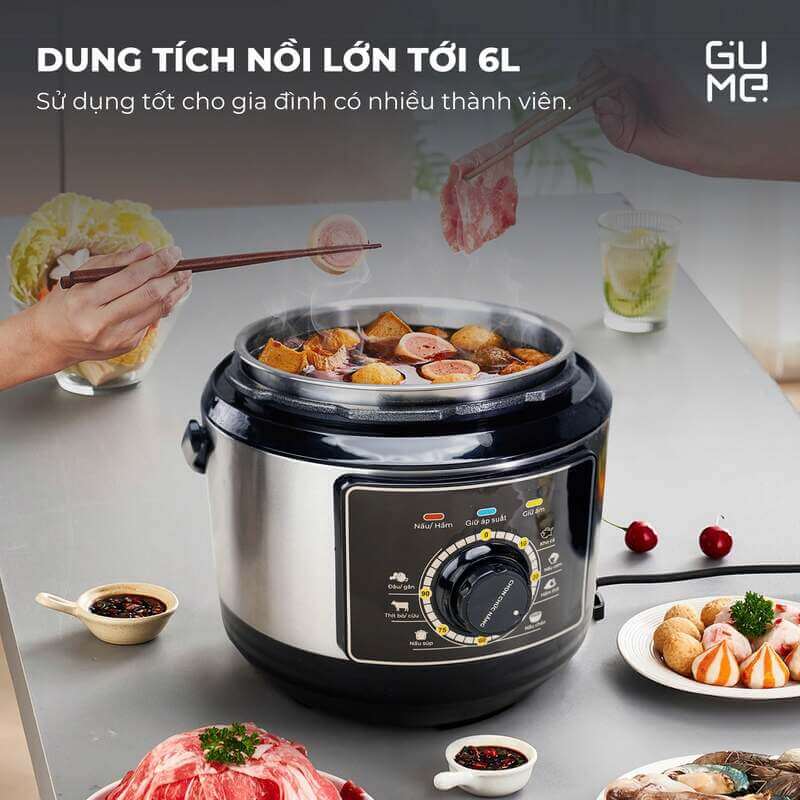 Nồi áp suất điện gume gm-pc2838 dung tích 6l - công suất 1000w 9 Nồi Áp Suất Điện GUME GM-PC2838 Dung tích 6L - Công suất 1000W