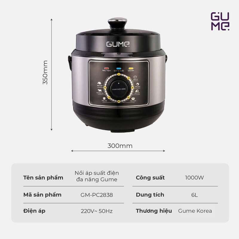 Nồi áp suất điện gume gm-pc2838 dung tích 6l - công suất 1000w 12 Nồi Áp Suất Điện GUME GM-PC2838 Dung tích 6L - Công suất 1000W