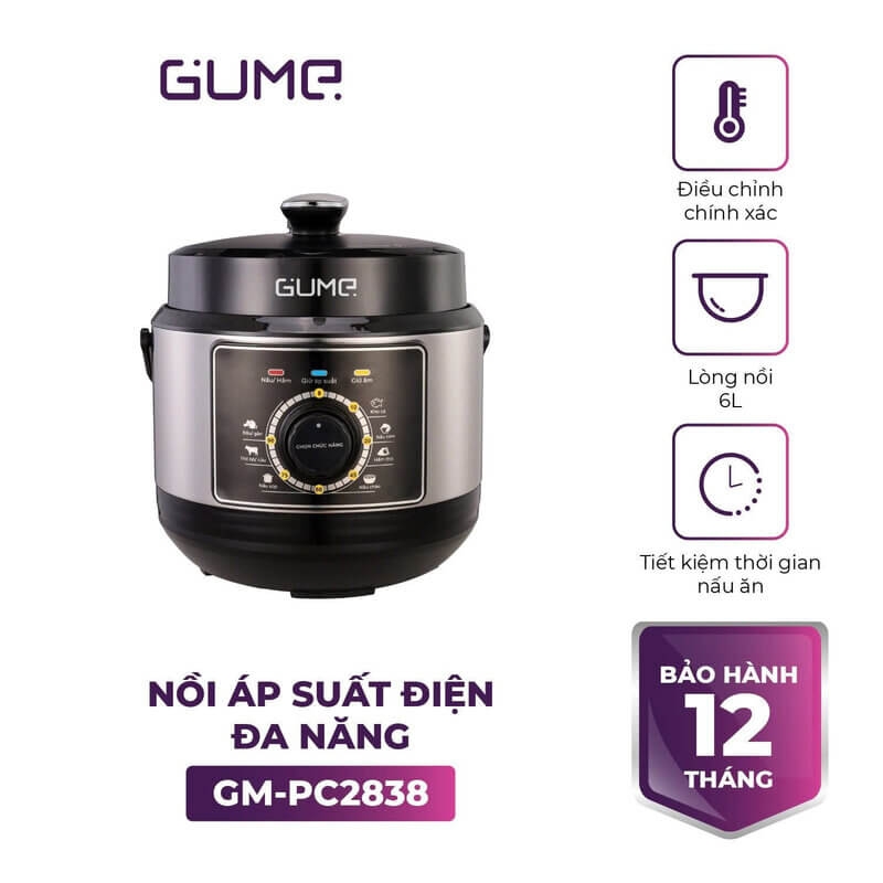 Nồi áp suất điện gume gm-pc2838 dung tích 6l - công suất 1000w 13 Nồi Áp Suất Điện GUME GM-PC2838 Dung tích 6L - Công suất 1000W
