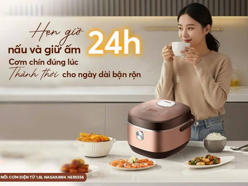 Nồi cơm điện tử Nagakawa NER5558 1.8L