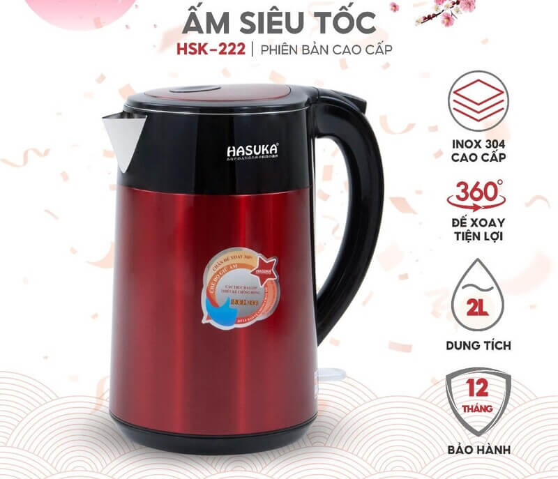 Ấm siêu tốc Hasuka HSK-222 2L