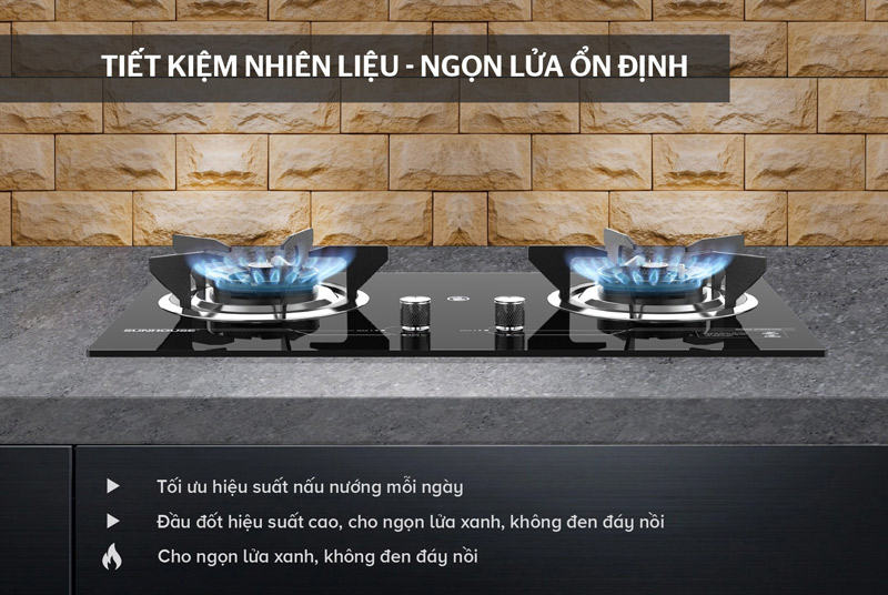 Bếp gas âm kính sunhouse shb62050 9 Bếp gas âm kính SUNHOUSE SHB62050