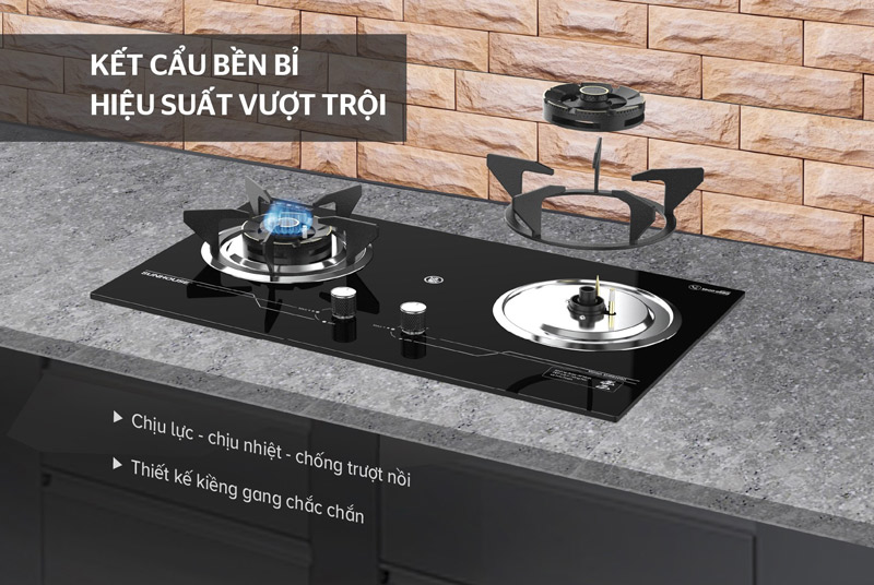 Bếp gas âm kính sunhouse shb62050 10 Bếp gas âm kính SUNHOUSE SHB62050